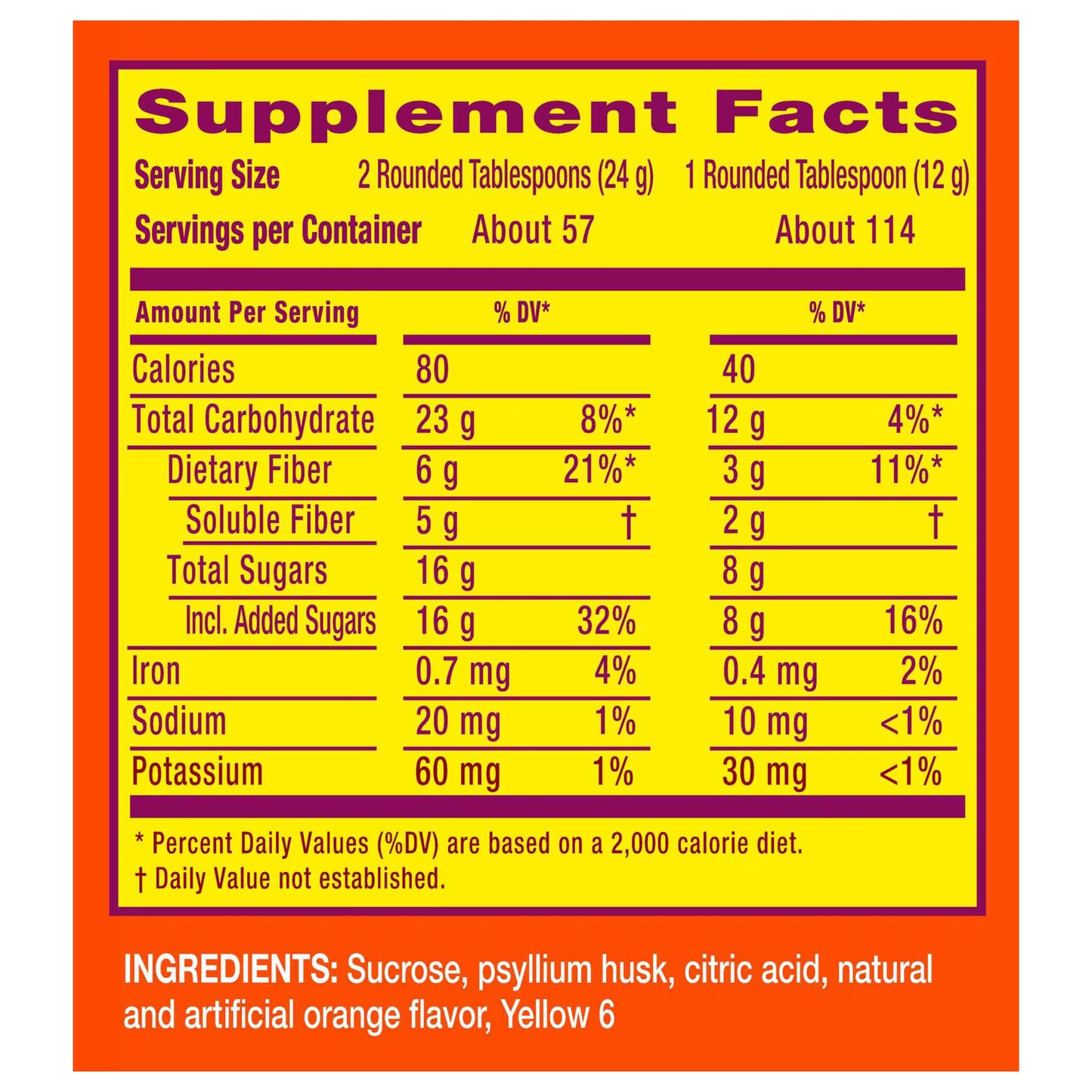Metamucil Psyllium Fiber Powder, Real Sugar, Orange, GLP-1